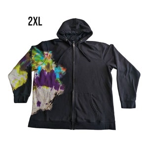 Adult 2XL Reverse-Dyed Tie Dye Zip Front Hoodie