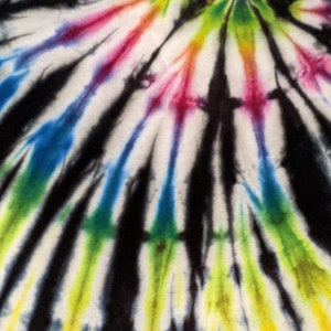 Adult Unisex Small Rainbow and Black Swirl Hand-Dyed Tie Dye Shirt