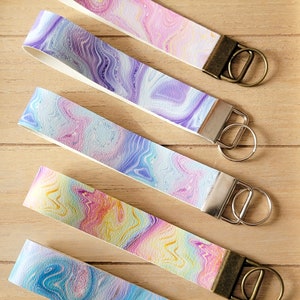 Spring Faux Leather Wristlet | Pastel Key Fob Wristlet | Easter Gift