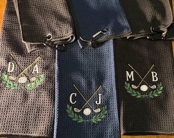 Custom Embroidered Golf Towel, Personalized Monogram Golf Gift