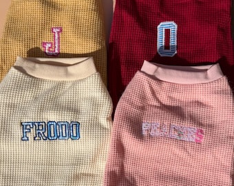 Personalized Pet Sweater, Custom Name Appliqué, Cat or Dog Embroidered Name Top