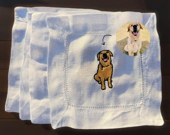 Custom Pet Embroidered Cocktail Napkins, Set of 4