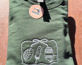 Mexico Embroidered Crewneck Sweatshirt, Concha, Elote & Horchata, Mexican Heritage Sweatshirt