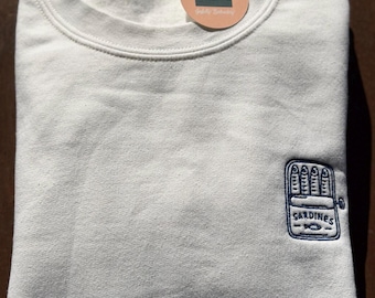 Embroidered Sardines Sweatshirt Coastal Foodie Crewneck