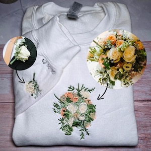 Benutzerdefinierte Brautstrauß und Boutonniere besticktes Sweatshirt, Geburtstagsgeschenk