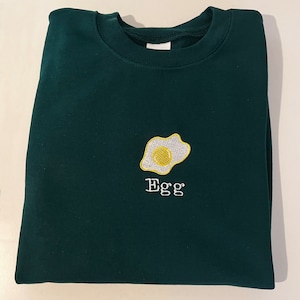 Fried egg sweatshirt, embroidered egg crewneck, egg pullover, egg hoodie, egg gift