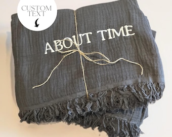 Custom Embroidered Muslin Throw Blanket