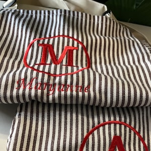 Personalized Embroidered Striped Apron