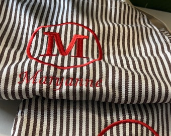 Personalized Embroidered Striped Apron