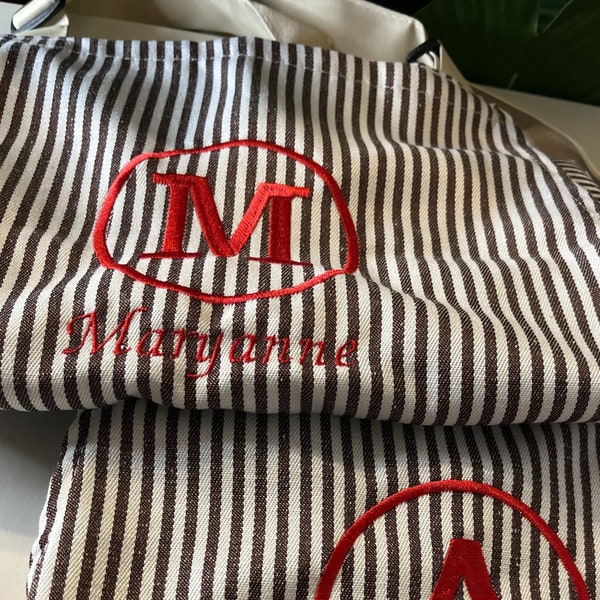 Personalized Embroidered Striped Apron