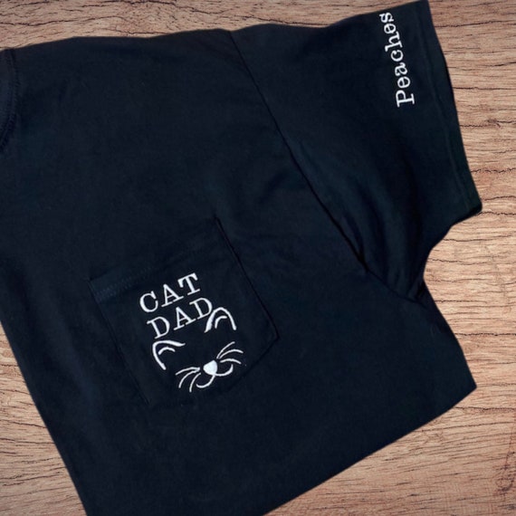 Cat Dad shirt, custom cat shirt, cat lover shirt, cat dad crewneck, cat owner gift, cat tshirt, cat crewneck, embroidered tshirt