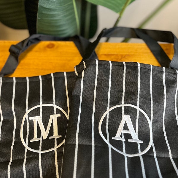 Custom apron, personalized apron, modern apron, striped apron, initial apron, custom host gift, custom chef gift, stain resistant