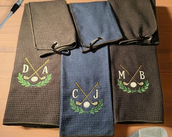 Besticktes Golf-Handtuch, personalisiertes Monogramm-Golf-Geschenk