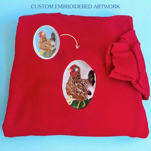 Sudadera con dibujo, foto y obra de arte bordada personalizada