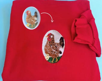 Custom Embroidered Artwork, Drawing, Photo Sweatshirt