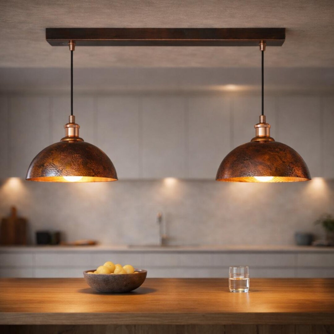 Antique Copper Light Fixture | Pack of Two Pendant Lights - Etsy