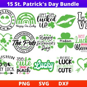 15 St Patrick es Day SVG/Png/DXF Bundle, St Patty es Day Shirt für Frauen Svg, Lucky Svg, Clover Monogramm Svg für Cricut, Silhouette, Glowforge