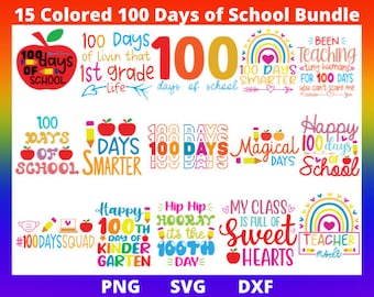 Camisa 100 días de escuela para niños / niñas SVG / PNG / DXF Bundle, camisa de maestro Svg, 100 días más inteligente svg para Cricut, Silhouette, Glowforge