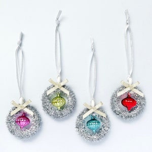Mini Bauble Tinsel Wreaths (Set of 4)