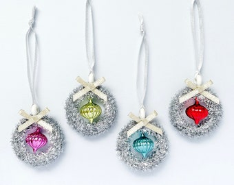 Mini Bauble Tinsel Wreaths (Set of 4)