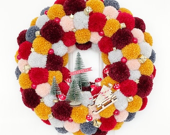 Corona de Navidad Pom Pom