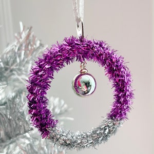 Purple Tinsel Christmas Hoops Set of 3 image 3