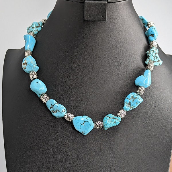 Howlite Chunky Nugget Statement Necklace