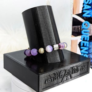 Amethyst and Gold Metal Pave Bracelet