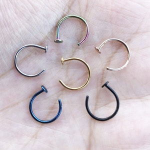 20G 18G Open Nose Hoop Ring Surgical Steel Basic Nose Ring 6mm 8mm 10mm Diameter all colors