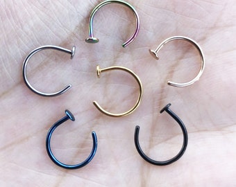 20G 18G Open Nose Hoop Ring Surgical Steel Basic Nose Ring 6mm 8mm 10mm Diameter all colors