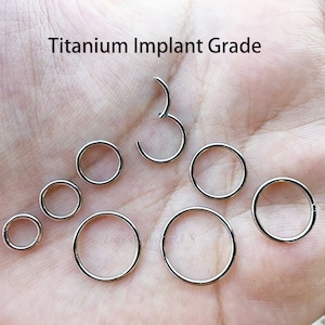 Anillo de titanio macizo de grado implante con bisagra para la nariz, anillo de clic para tabique nasal, pendientes de aro Daith de 20 g, 18 g, 16 g y 14 g