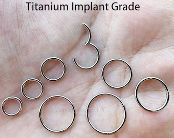 Anillo de nariz de segmento con bisagras de grado de implante de titanio sólido, anillo Clicker para tabique, pendientes de aro Daith 20G 18G 16G 14G