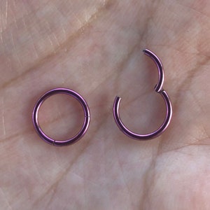 Pink Color Plated on Surgical Steel HINGED Segment Nose Ring Septum Clicker Ring Daith Hoop 20G 18G 16G 8mm,10mm, 12mm