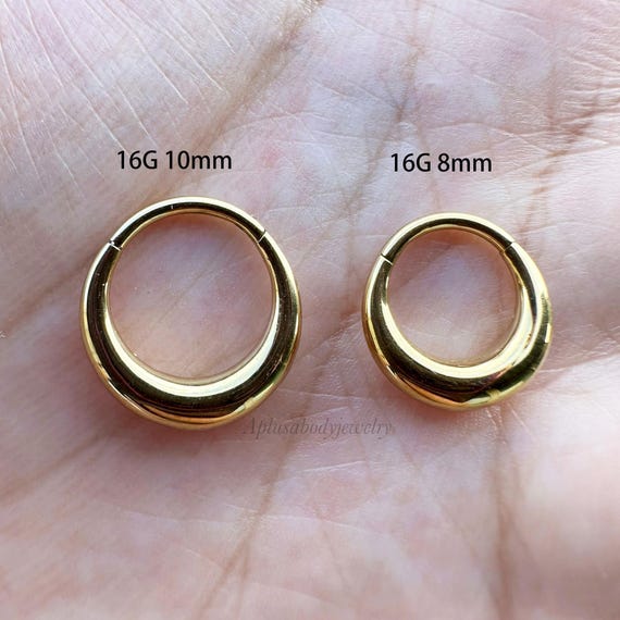 16G mm 10 mm Anello per setto nasale spesso placcato in oro su