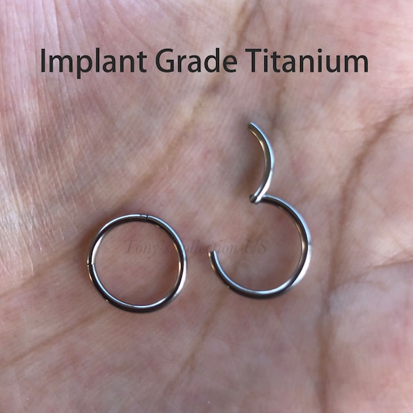 Implant Grade Solid Titanium HINGED Segment Nose Ring Septum Clicker Ring Daith Hoop 20G 18G 16G 14G