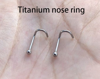 20g 18g Plain Ball Solid G23 Titanium Screws Nose Ring Twist Nostril Stud