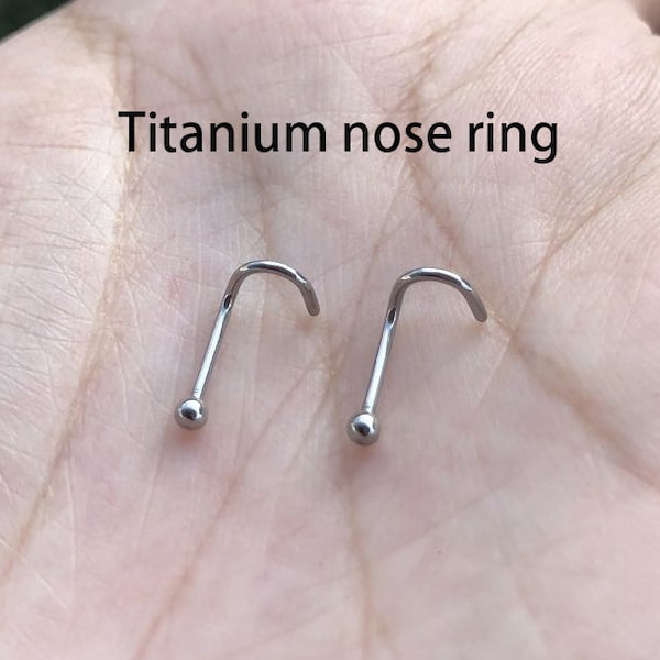 20g 18g Plain Ball Solid G23 Titanium Screws Nose Ring Twist Nostril Stud