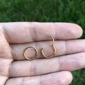 20G 18G 16G 14G Gold Color Plated on Surgical Steel HINGED Segment Nose Ring Septum Clicker Ring Daith Hoop