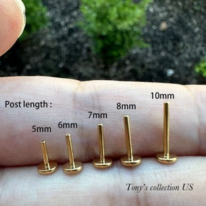 Silver Gold Color Implant Grade Titanium Threadless Post Replacement Parts Tragus Triple Forward Helix ear studs 20g 18g 16g