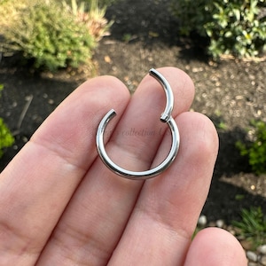 14G 12G 10G Thick Titanium HINGED Segment Nose Ring Septum Clicker Ring Large Gauge Hoop