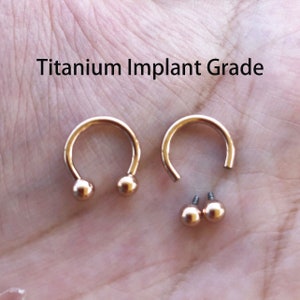 16g 14g Rose Gold color Internally Threaded Implant Grade Titanium  Horseshoe Circular Barbell 8mm 10mm