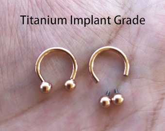 16g 14g Rose Gold color Internally Threaded Implant Grade Titanium  Horseshoe Circular Barbell 8mm 10mm