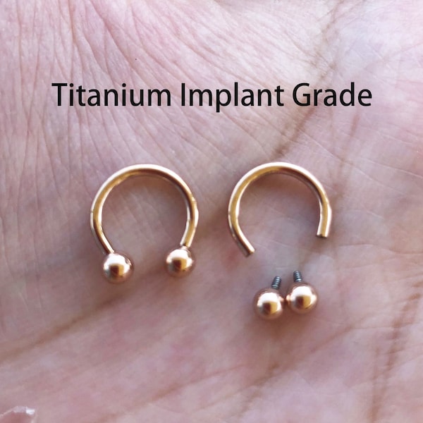 16 g 14 g couleur or rose implant fileté à l'intérieur, titane grade fer à cheval haltères circulaires 8 mm 10 mm