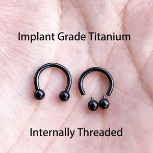 16g 14g Internally Threaded Implant Grade Titanium Black Horseshoe Circular Barbell 6mm 8mm 10mm