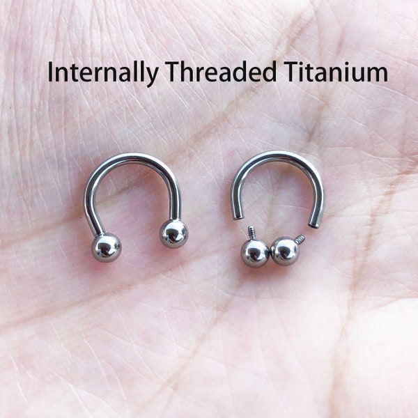 16g 14g Internally Threaded Implant Grade Titanium Silver Horseshoe Circular Barbell 6mm 8mm 10mm