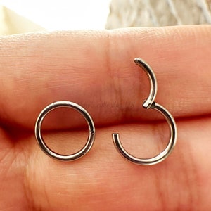 20G 18G 16G 14G Silver Color Surgical Steel HINGED Segment Nose Ring Septum Clicker Ring Daith Hoop image 2