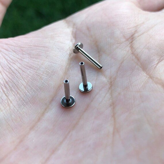 2pcs G23 Titanium Internally Threaded Labret Post - 14G/16G, Multiple Lengths - Body Jewelry