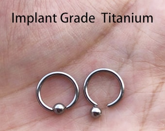 18G 16G 14G Implant Grade Solid Titanium Ball Closure BCR Captive Bead Ring Ear Daith Nose