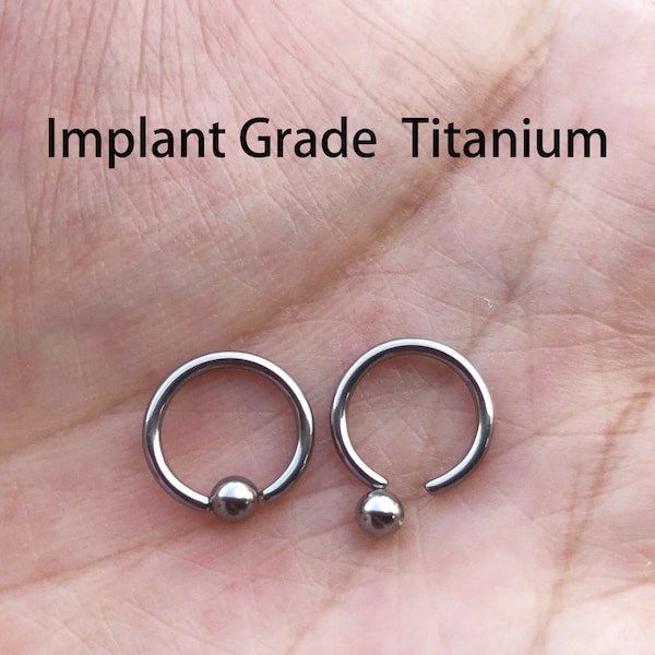 18G 16G 14G Implant Grade Solid Titanium Ball Closure BCR Captive Bead Ring Ear Daith Nose