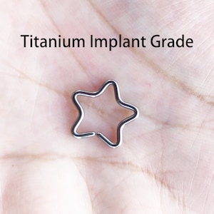 TITANIUM 18G 16G Star Seamless Ring Cartilage Daith Tragus piercing jewelry 10mm 12mm diameter endless